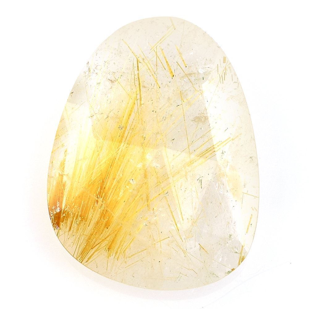 GOLDEN RUTILE QUARTZ ROSE CUT BRIOLETTE TRILLIONISH (NORMAL) 20X15MM 7.64 Cts.