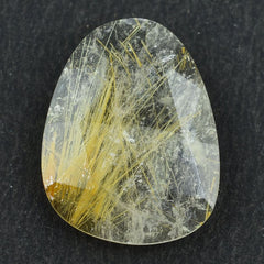 GOLDEN RUTILE QUARTZ ROSE CUT BRIOLETTE TRILLIONISH (NORMAL) 20X15MM 7.64 Cts.