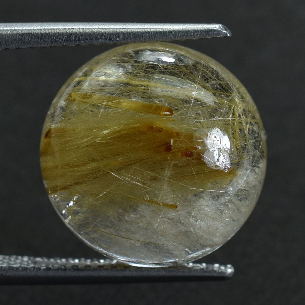 GOLDEN RUTILE QUARTZ PLAIN ROUND CAB 14MM 10.90 Cts.