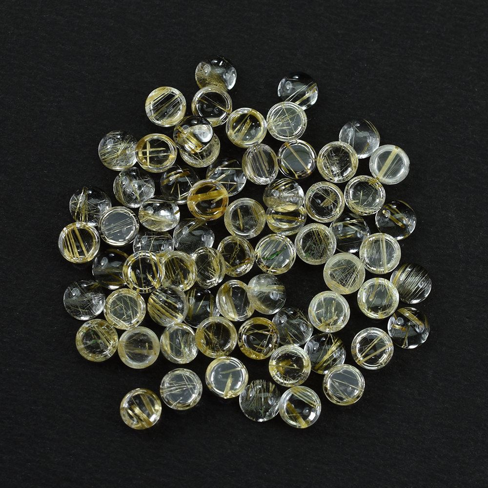 GOLDEN RUTILE QUARTZ PLAIN ROUND CAB 4MM 0.26 Cts.