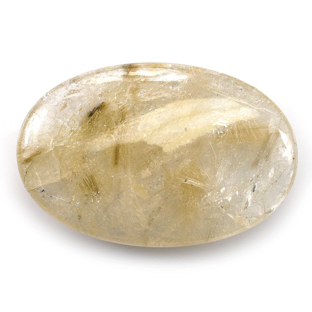 GOLDEN RUTILE QUARTZ LENTIL OVAL 61X40MM 237.45 Cts.
