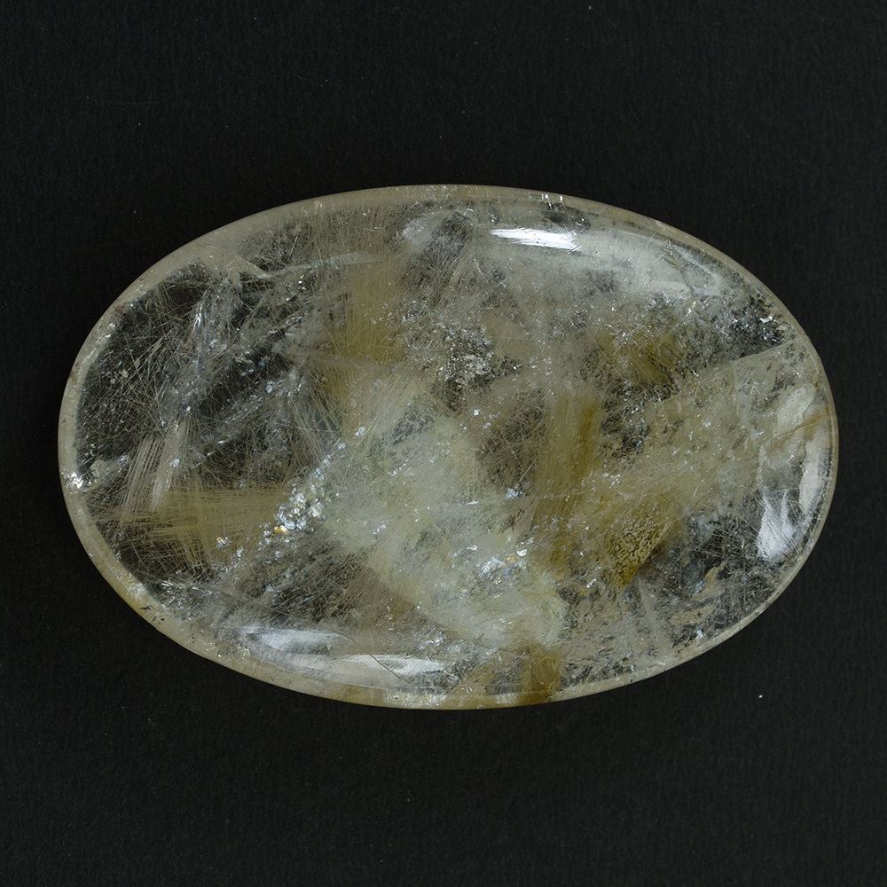 GOLDEN RUTILE QUARTZ LENTIL OVAL 61X40MM 237.45 Cts.