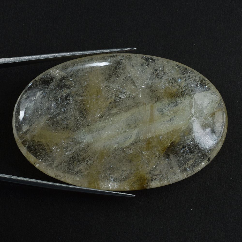 GOLDEN RUTILE QUARTZ LENTIL OVAL 61X40MM 237.45 Cts.