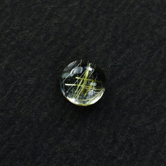 GOLDEN RUTILE QUARTZ PLAIN ROUND CAB (MANY RUTILES/SI) 4.00MM 0.26 Cts.