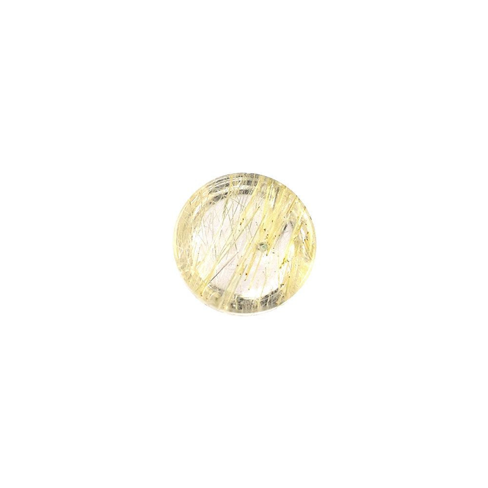 GOLDEN RUTILE QUARTZ PLAIN ROUND CAB (MANY RUTILES/SI) 4.00MM 0.26 Cts.