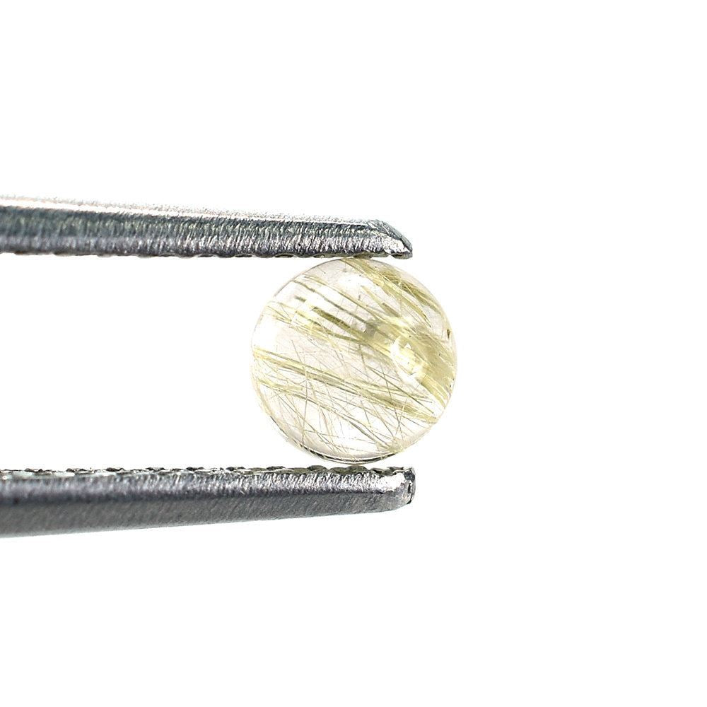 GOLDEN RUTILE QUARTZ PLAIN ROUND CAB (MANY RUTILES/SI) 4.00MM 0.26 Cts.