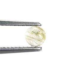 GOLDEN RUTILE QUARTZ PLAIN ROUND CAB (MANY RUTILES/SI) 4.00MM 0.26 Cts.