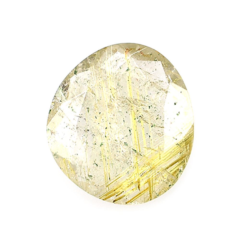 GOLDEN RUTILE QUARTZ BOTH SIDE TABLE CUT TRILLIANISH 12X11MM 3.33 Cts.
