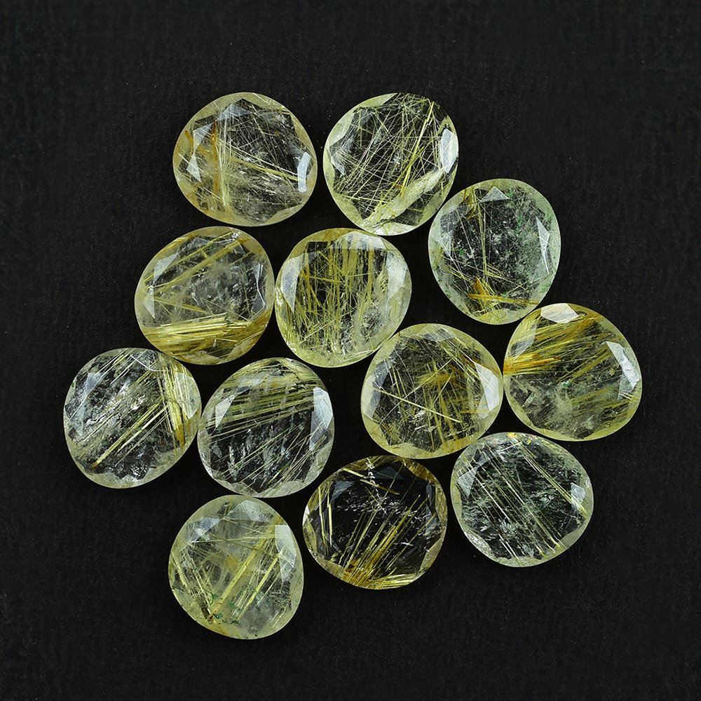 GOLDEN RUTILE QUARTZ BOTH SIDE TABLE CUT TRILLIANISH 12X11MM 3.33 Cts.