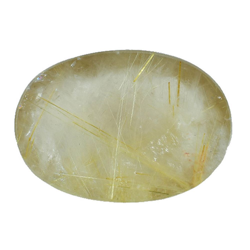 GOLDEN RUTILE QUARTZ IRREGULAR FACETED OVAL CAB (GOLDEN RUTILES)(2ND) 28.00X20.00 MM 37.90 Cts.