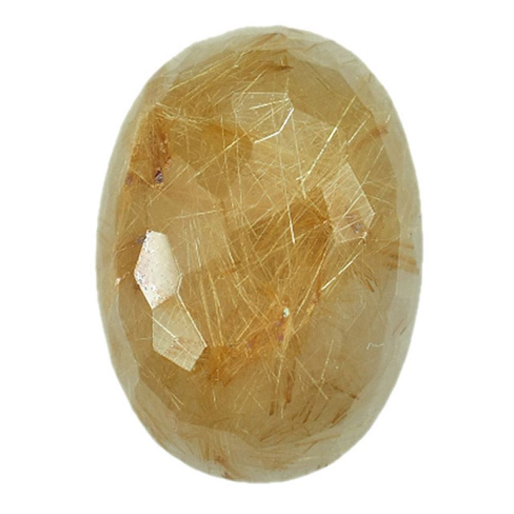 GOLDEN RUTILE QUARTZ IRREGULAR FACETED OVAL CAB (GOLDEN RUTILES)(2ND) 17.80X12.80 MM 9.91 Cts.