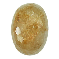 GOLDEN RUTILE QUARTZ IRREGULAR FACETED OVAL CAB (GOLDEN RUTILES)(2ND) 17.80X12.80 MM 9.91 Cts.