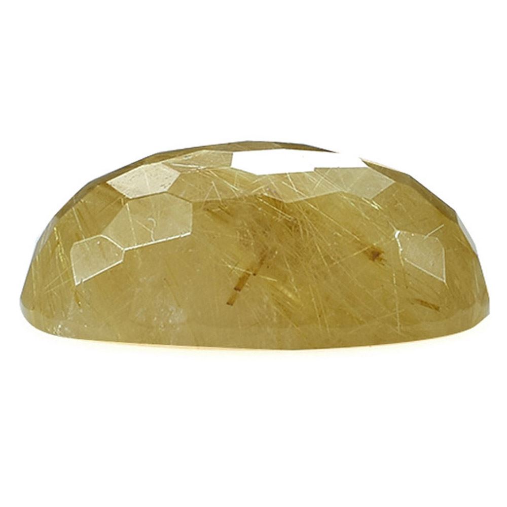 GOLDEN RUTILE QUARTZ IRREGULAR FACETED OVAL CAB (GOLDEN RUTILES)(2ND) 17.80X12.80 MM 9.91 Cts.