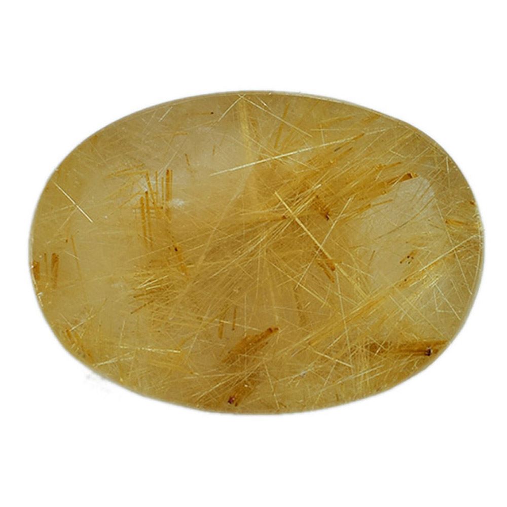GOLDEN RUTILE QUARTZ IRREGULAR FACETED OVAL CAB (GOLDEN RUTILES)(2ND) 17.80X12.80 MM 9.91 Cts.
