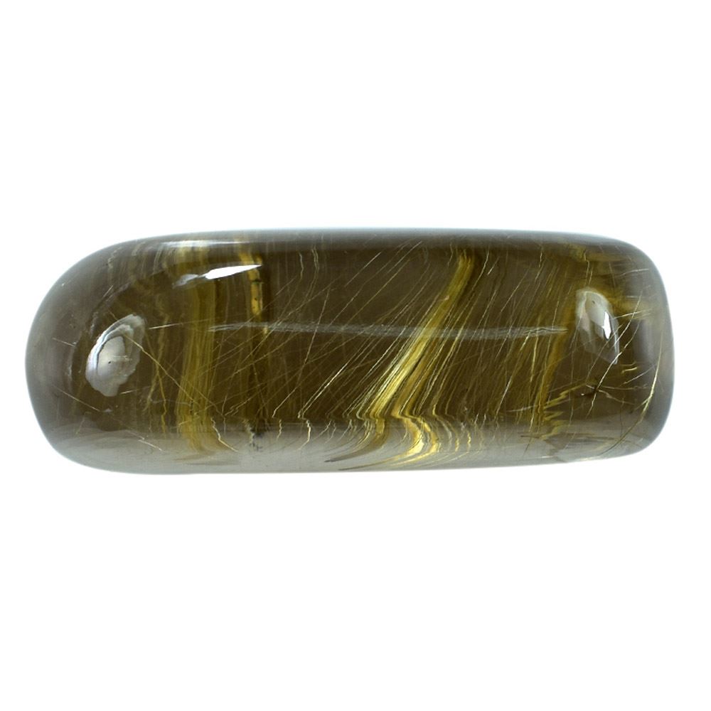 GOLDEN RUTILE QUARTZ PLAIN LENTIL OVAL (RUTILES)(BROWN OILISH) 42.00X23.00MM 151.00 Cts.