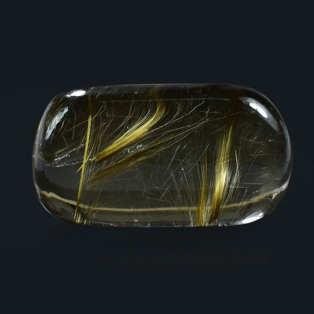 GOLDEN RUTILE QUARTZ PLAIN LENTIL OVAL (RUTILES)(BROWN OILISH) 42.00X23.00MM 151.00 Cts.