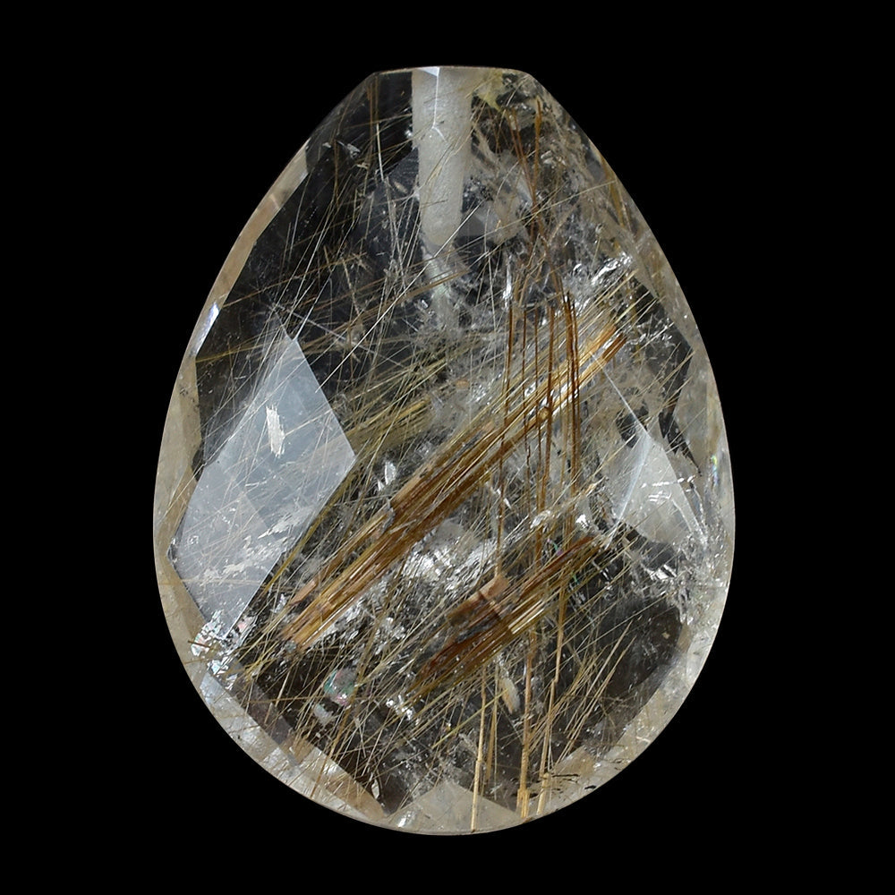 GOLDEN RUTILE QUARTZ BRIOLETTE PEAR (HALF DRILL) 20x15MM 12.00 Cts.