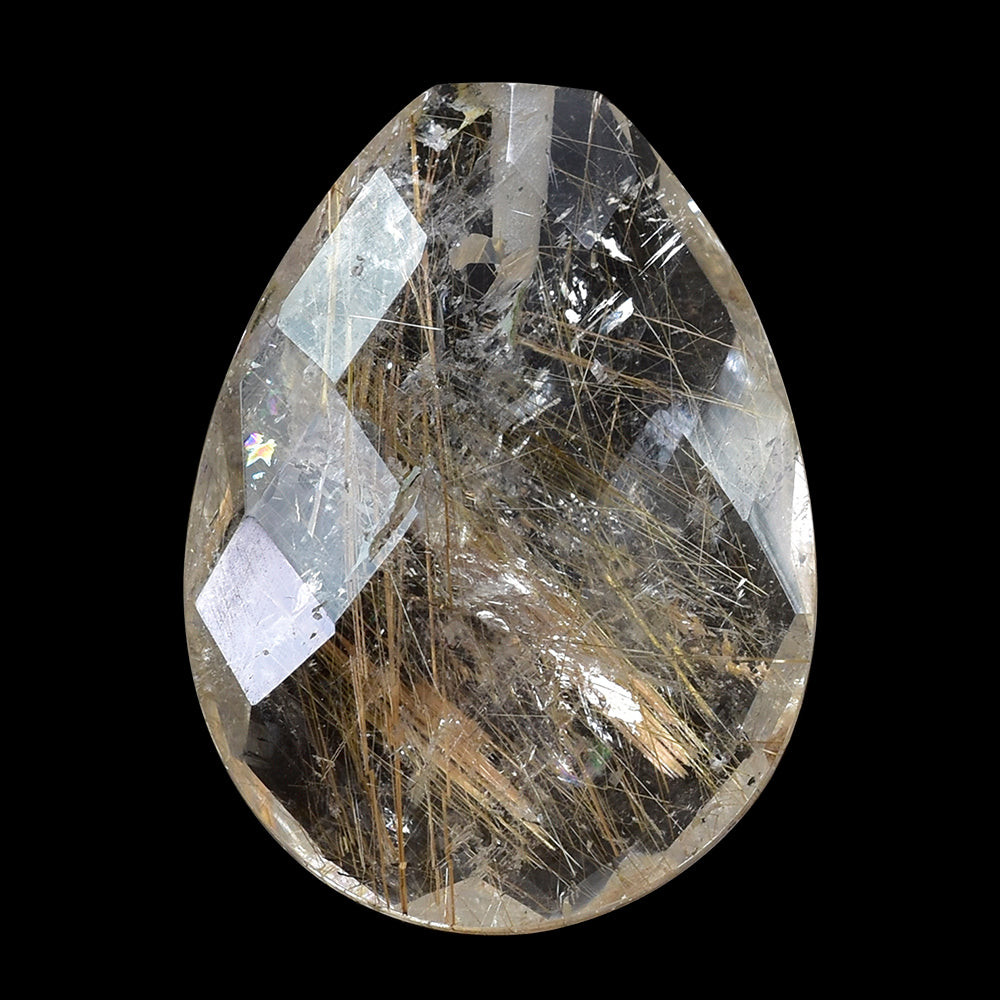 GOLDEN RUTILE QUARTZ BRIOLETTE PEAR (HALF DRILL) 20x15MM 12.00 Cts.