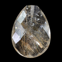 GOLDEN RUTILE QUARTZ BRIOLETTE PEAR (HALF DRILL) 20x15MM 12.00 Cts.