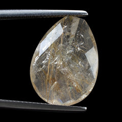 GOLDEN RUTILE QUARTZ BRIOLETTE PEAR (HALF DRILL) 20x15MM 12.00 Cts.