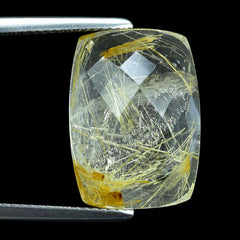 GOLDEN RUTILE QUARTZ CHECKER CUSHION CAB 18X13MM 14.00 Cts.