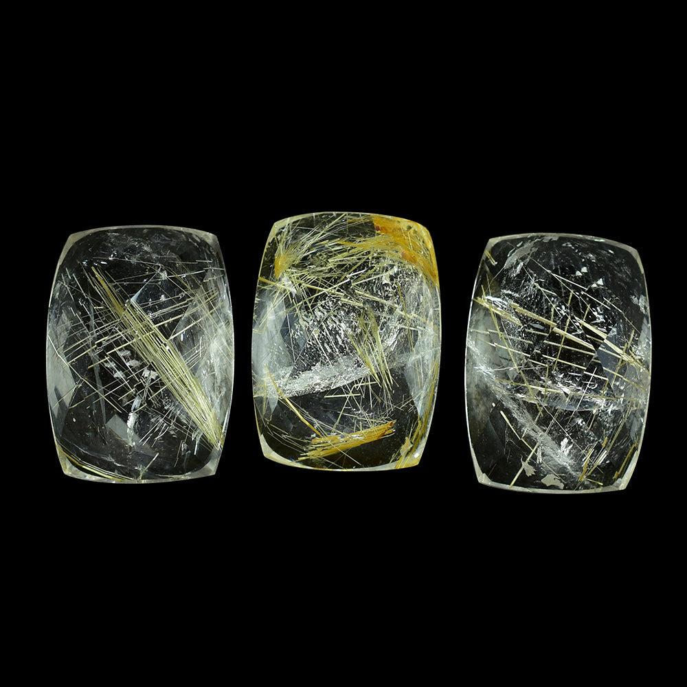 GOLDEN RUTILE QUARTZ CHECKER CUSHION CAB 18X13MM 14.00 Cts.