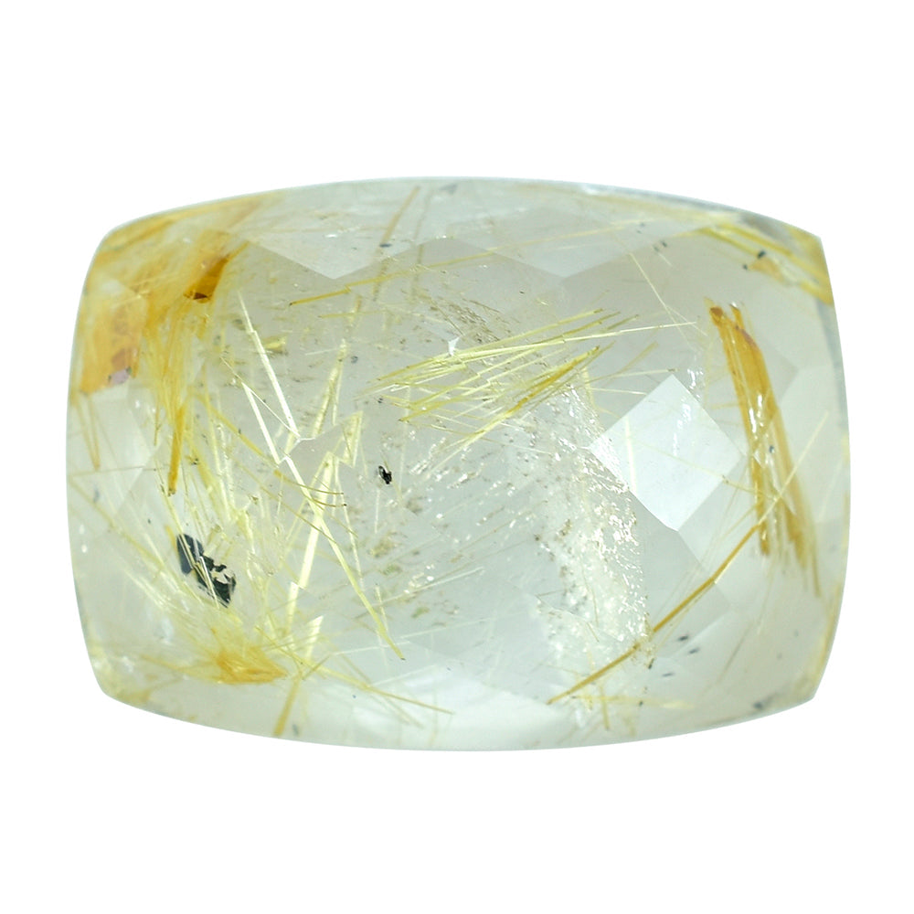GOLDEN RUTILE QUARTZ CHECKER CUSHION CAB 18X13MM 14.00 Cts.