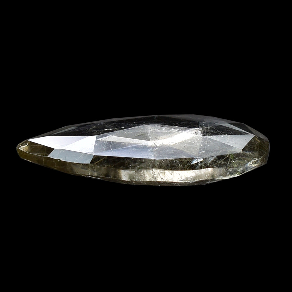 GOLDEN RUTILE QUARTZ ROSE CUT BRIOLETTE PEAR 22X15MM 9.52 Cts.