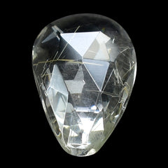 GOLDEN RUTILE QUARTZ ROSE CUT BRIOLETTE IRREGULAR PEAR 20X10MM 5.85 Cts.
