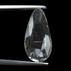 GOLDEN RUTILE QUARTZ ROSE CUT BRIOLETTE IRREGULAR PEAR 20X10MM 5.85 Cts.