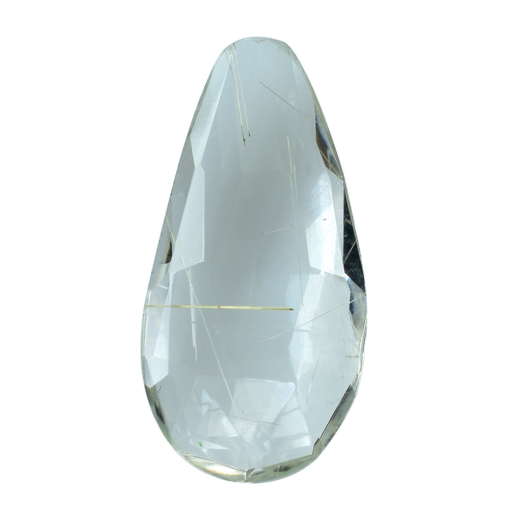 GOLDEN RUTILE QUARTZ ROSE CUT BRIOLETTE IRREGULAR PEAR 20X10MM 5.85 Cts.