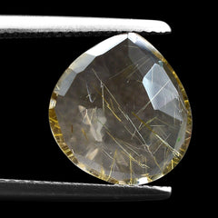 GOLDEN RUTILE QUARTZ ROSE CUT BRIOLETTE IRREGULAR PEAR 13X12.50MM 4.34 Cts.