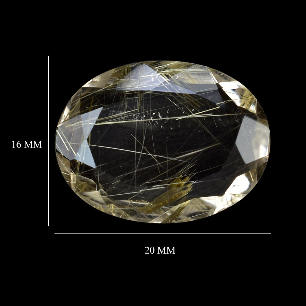 GOLDEN RUTILE QUARTZ CUT OVAL BOTH SIDE TABLE 20X16 MM 13.20 Cts.