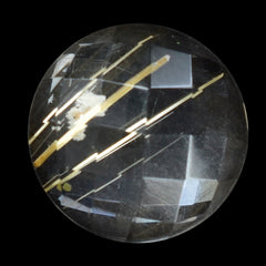 GOLDEN RUTILE QUARTZ CHECKER ROUND CAB 12MM  4.70 Cts.