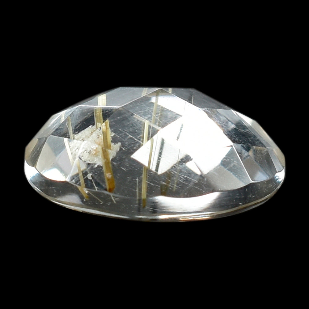 GOLDEN RUTILE QUARTZ CHECKER ROUND CAB 12MM  4.70 Cts.