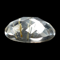 GOLDEN RUTILE QUARTZ CHECKER ROUND CAB 12MM  4.70 Cts.