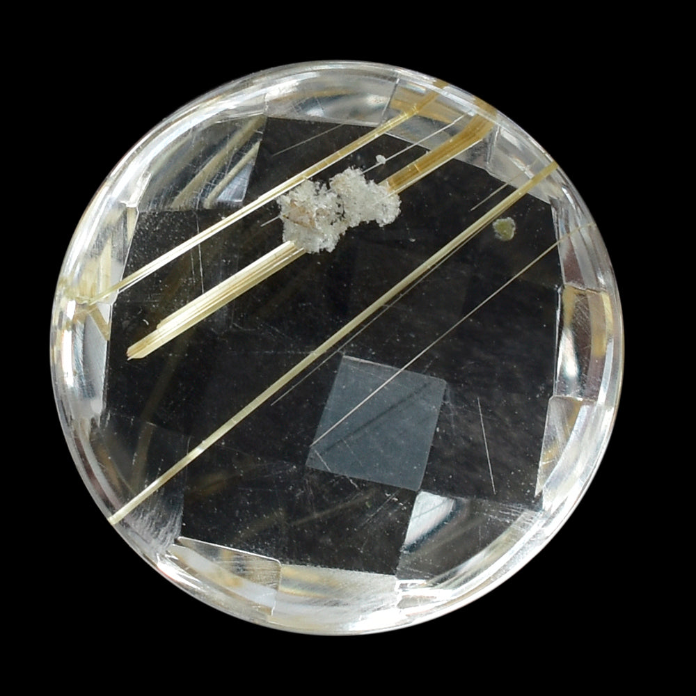 GOLDEN RUTILE QUARTZ CHECKER ROUND CAB 12MM  4.70 Cts.