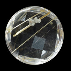GOLDEN RUTILE QUARTZ CHECKER ROUND CAB 12MM  4.70 Cts.