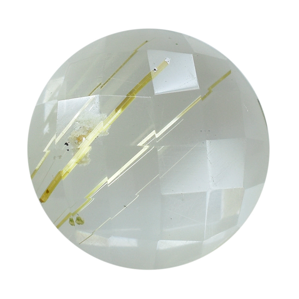 GOLDEN RUTILE QUARTZ CHECKER ROUND CAB 12MM  4.70 Cts.