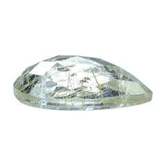 GOLDEN RUTILE QUARTZ CHECKER PEAR CAB 16X12MM 6.37 Cts.