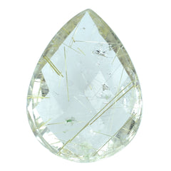 GOLDEN RUTILE QUARTZ CHECKER PEAR CAB 16X12MM 6.37 Cts.