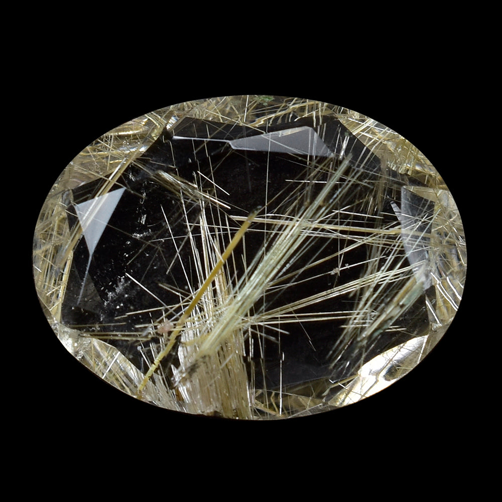 GOLDEN RUTILE QUARTZ BOTH SIDE TABLE CUT OVAL 16X12MM 6.58 Cts.
