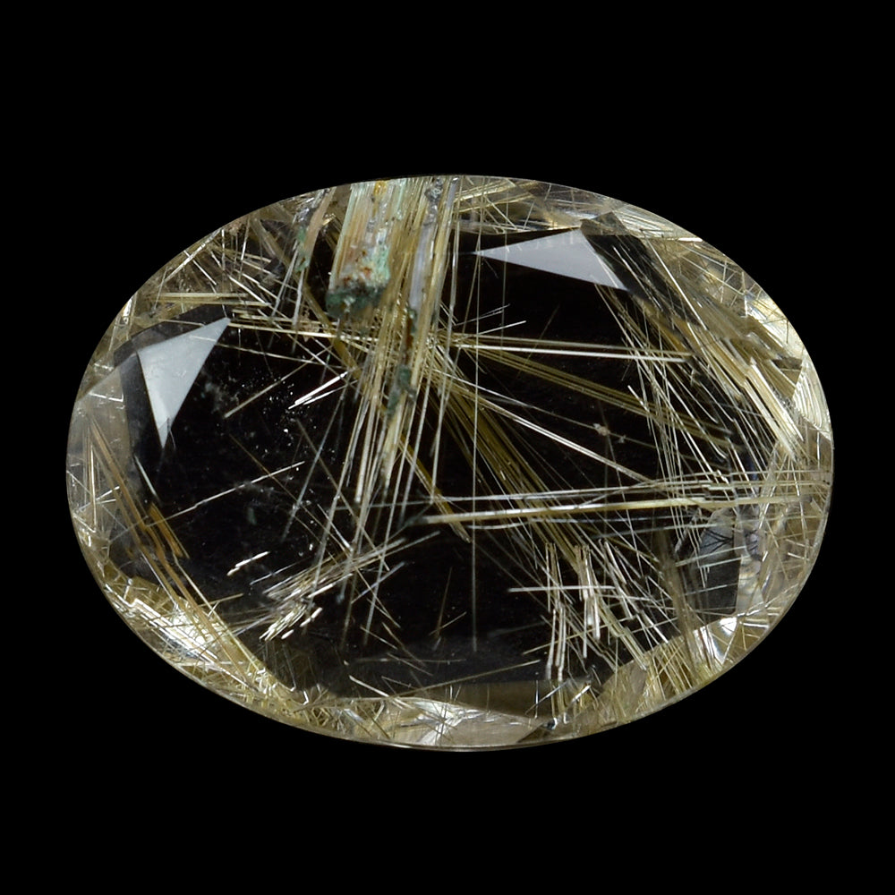 GOLDEN RUTILE QUARTZ BOTH SIDE TABLE CUT OVAL 16X12MM 6.58 Cts.