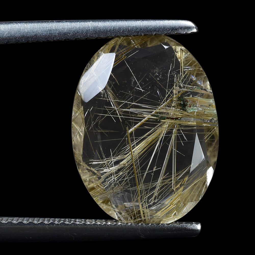 GOLDEN RUTILE QUARTZ BOTH SIDE TABLE CUT OVAL 16X12MM 6.58 Cts.