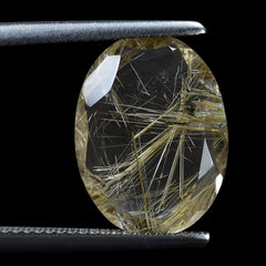 GOLDEN RUTILE QUARTZ BOTH SIDE TABLE CUT OVAL 16X12MM 6.58 Cts.