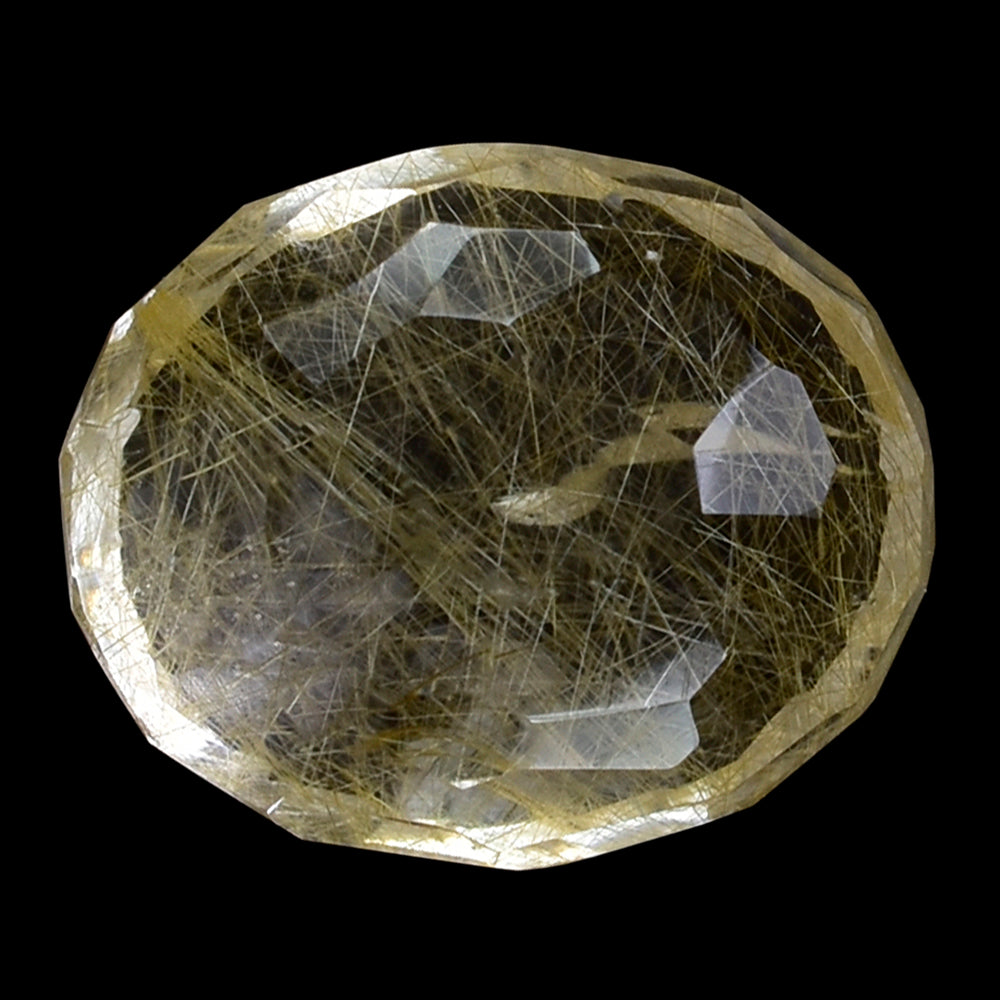 GOLDEN RUTILE QUARTZ FACETED TUMBLE OVAL 10X8MM 4.20 Cts.
