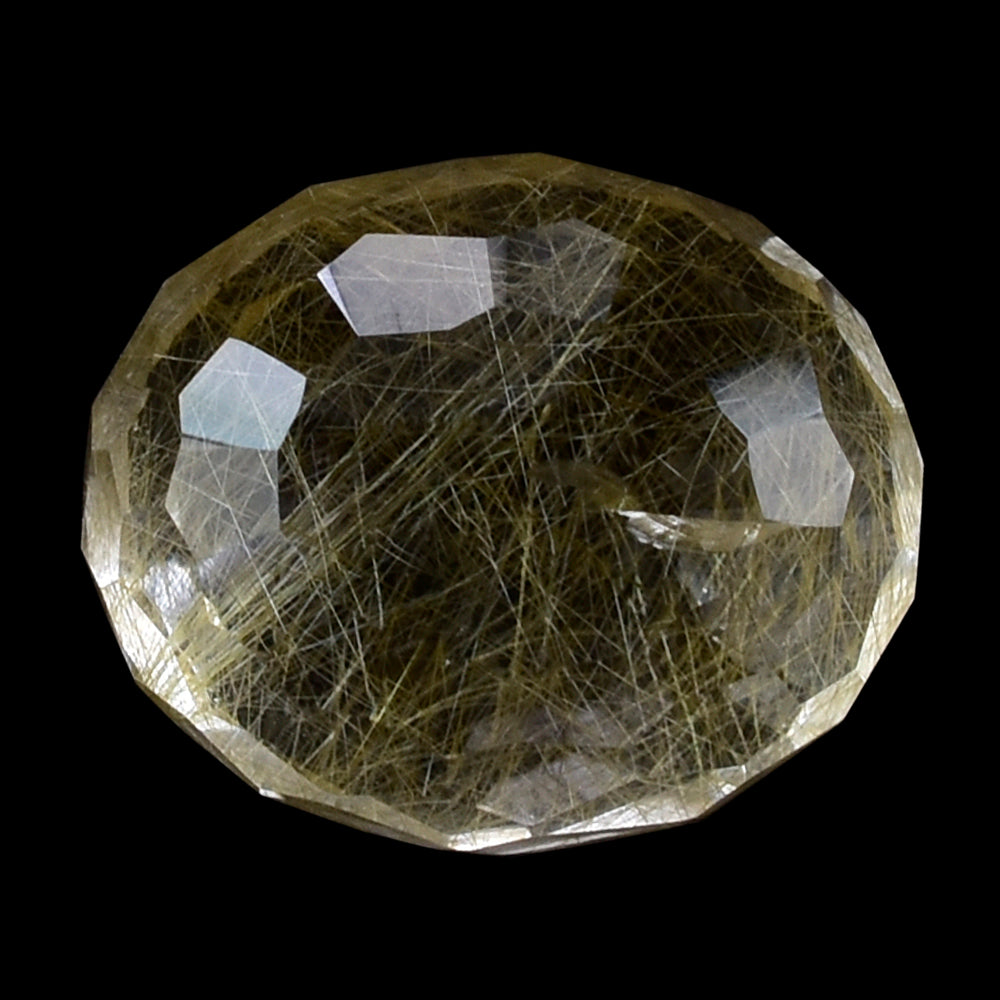 GOLDEN RUTILE QUARTZ FACETED TUMBLE OVAL 10X8MM 4.20 Cts.