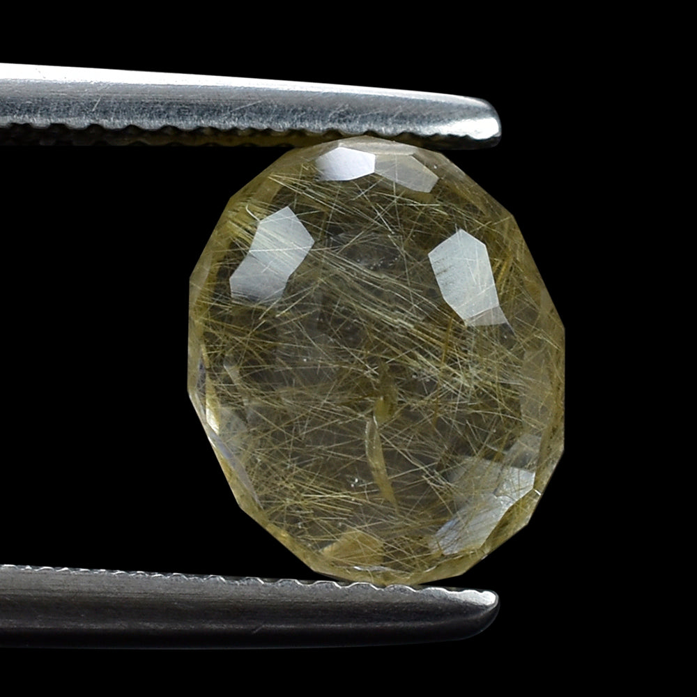 GOLDEN RUTILE QUARTZ FACETED TUMBLE OVAL 10X8MM 4.20 Cts.