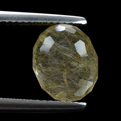 GOLDEN RUTILE QUARTZ FACETED TUMBLE OVAL 10X8MM 4.20 Cts.