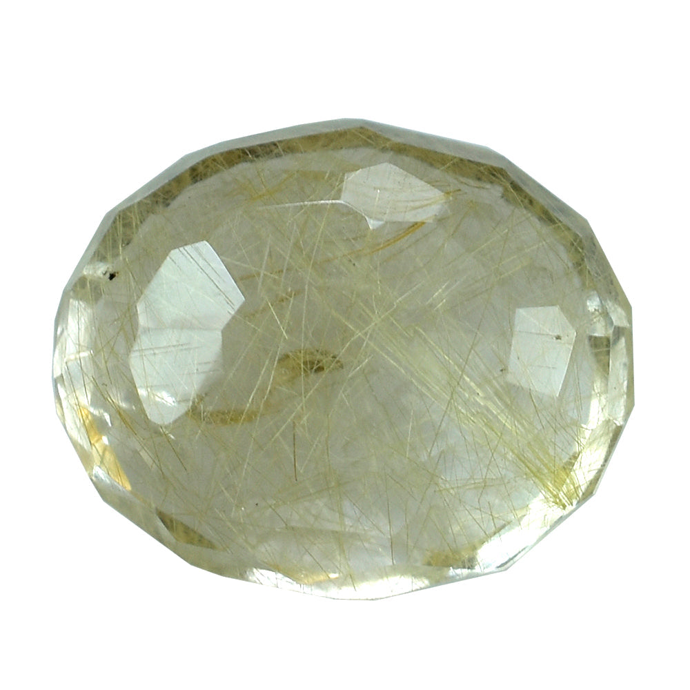 GOLDEN RUTILE QUARTZ FACETED TUMBLE OVAL 10X8MM 4.20 Cts.